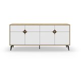Marckeric Bela/v naravni barvi nizka komoda v hrastovem dekorju 185x79 cm Nola – Cene