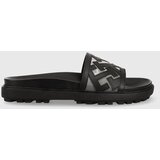 Tommy Hilfiger Usnjeni natikači TH ELEVATED FLAT SANDAL ženski, črna barva, FW0FW07407 | Shoptok.si