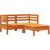 Maison Chic Vrtni kavč - Zunanji kavč dvosed s stolčkom voščeno rjava trdna borovina, (22041749) | Shoptok.si