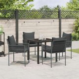 vidaXL Set 3 Črna, Temno siva PE ratan Standard Trden Zunanji stol | Shoptok.si