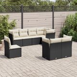  8-dijelni set vrtnih sofa od poliratana s jastucima crni | shoptok.hr