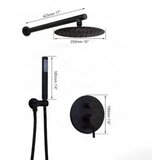 EYN Črni podometni tuš sistem - dva izhoda | Črna prha BP1225 — 25 cm | Shoptok.si