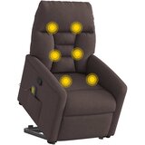  Masažni naslonjač na podizanje tamnosmeđi od tkanine | shoptok.hr