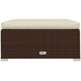 vidaXL vrtni tabure s jastukom smeđi 70 x 70 x 30 cm od poliratana | shoptok.hr