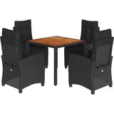  5-dijelni vrtni blagovaonski set s jastucima od poliratana crni Crna 90 cm table length | shoptok.hr