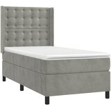 Box spring krevet s madracem svjetlosivi 100x200 cm baršunasti | shoptok.hr