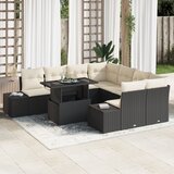 vidaXL 9-delni vrtna sofa set z blazinami črn poli ratan | Shoptok.si