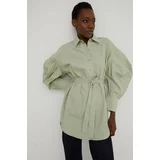 Answear Lab Pamučna košulja za žene, boja: zelena, relaxed, s klasičnim ovratnikom