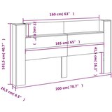  Uzglavlje Crna 200 x 16 5 x 103 5 cm Konstruirano drvo | shoptok.hr