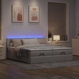  Ottoman krevet s madracima i LED diodama boje taupe 160x200 cm, tkanina | shoptok.hr