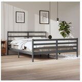 Posteljni okvir siv iz trdne borovine 200x200 cm | Shoptok.si