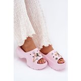 Boto Women's Foam Slippers On Massive Platform With Golden Decorations Pink Ivoriel | Shoptok.si