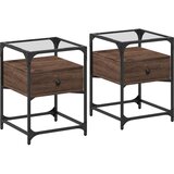  The Living Store Nočna omarica 2 kosa rjav hrast 40x40x55 cm inženirski les - Nočna Omarica, (21497280) | Shoptok.si