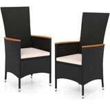 Vrt 2 ne stolice, set od 2, visoki naslon od ratana, uklonjivi jastuci za sjedenje, za balkon, terasu, crne | shoptok.hr