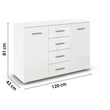 home24 ŠIROKA KOMODA, bela, bela, visoki sijaj | Shoptok.si