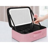  organizator putovanja i ogledalo s LED rasvjetom za make-up roza | shoptok.hr