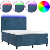  Box spring s madracem LED tamnoplavi 140x190 cm baršun | shoptok.hr