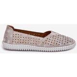 EVENTO Suede perforated women's loafers gold-gray Chulieta | Shoptok.si