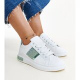 Gemre White and green sneakers with rhinestones Giulia | Shoptok.si