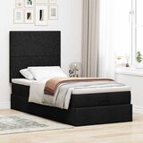  Otomanski okvir kreveta s madraca crni 90x190cm od tkanine | shoptok.hr