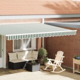 Tenda Zaslon tende Zelena in Bela 430 x 20 cm Platno, (5000217163) Cene