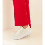 Gemre Women's Silver Platform Lace-Up Perforated Sneakers Lori | shoptok.hr