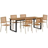  Vrtni set za objed 7 pcs Bež Čvrsto drvo akacije | shoptok.hr