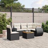 Maison Chic Seti vrtnega pohištva - Vrtna garnitura - Vrtni pohištvo set 6-delna z blazinami črna poli ratan, (21807895) | Shoptok.si