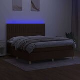  Box spring postelja z vzmetnico LED temno rjava 160x200cm blago, (20896262) | Shoptok.si