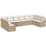 vidaXL set vrtnih sofa od 10 komada s jastučićima bež poli ratan, dvosedna vrtna sofa s jastučićima bež poli ratan Cijene
