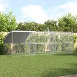 vidaXL Kletka za piščance srebrna 600 x 200 x 198.5 cm Pocinkano jeklo Cene