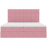  Postelja s shranjevanjem z vzmetnico Roza 180 x 200 cm Žamet, (5000100825) | Shoptok.si