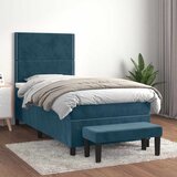 Box spring krevet s madracem tamnoplavi 100x200 cm baršunasti | shoptok.hr