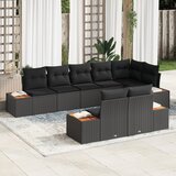 vidaXL 8-dijelni vrtni kauč set s jastučićima Crni poli ratan akacija | shoptok.hr
