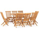 The Living Store Zložljiva zunanja jedilna garnitura 9-delna iz trdne tikovine - Zunanja Jedilna Garnitura, (21460186) Cene
