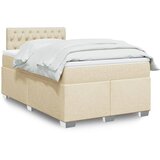 vidaXL Box spring postelja z vzmetnico krem 120x200 cm blago Cene