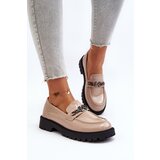 VINCEZA Women's Patent Leather Loafers with Flat Heel Beige Ezoma | shoptok.hr
