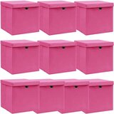  Kutije za pohranu s poklopcima 10 kom roze 32x32x32 cm tkanina Cijene