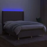  Krevet box spring s madracem LED smeđesivi 140x200 cm tkanina | shoptok.hr