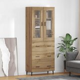 vidaXL Visok predalnik 2 pcs Umetni hrast Inženirski les in steklo | Shoptok.si