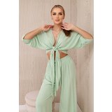 Kesi Włoski Women's set blouse with ties + trousers - mint | Eponuda.ba