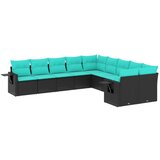 vidaXL Vrtni set od 10 dijelova s jastucima crni poliratan - Crna i plava Bez stola 1 | shoptok.hr