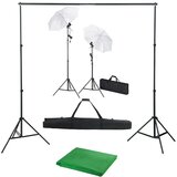 vidaXL komplet za fotografski studio z ozadjem, svetilkami in dežniki | Shoptok.si