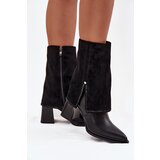 Maciejka leather women's ankle boots on heel with turned shaft heated | Eponuda.ba