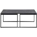 Actona Mat crni stolići za kavu u setu 3 kom s pločom stola u mramornom dekoru 60x120 cm Infinity – | shoptok.hr