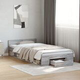 Maison Chic Posteljni okvir - Enojna postelja - Postelja za odrasle s predalom siva sonoma 90x190 cm inženirski les, (21696049) | Shoptok.si
