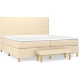  Krevet s oprugama i madracem krem 200 x 200 cm od tkanine | shoptok.hr