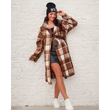 Resti Brown women's checkered coat | Eponuda.ba
