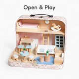 Ginger Home dečija drvena kućica sa koferom, prenosiva mini kuc?ica za lutke sa nameštajem i dodacima, roze ( W06A651 ) | Eponuda.com