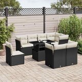  9-dijelni set vrtnih sofa s jastucima crni od poliratana Crna 100 x 55 x 73 cm | Shoptok.si